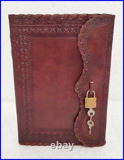 10 x 7 Inch Leather diary in plain with lock pattern Leather journal Lot of 5