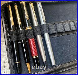 Amazing Hand Made Fountain Pen Traveler Case in Genuine Black Leather (#AR4010)