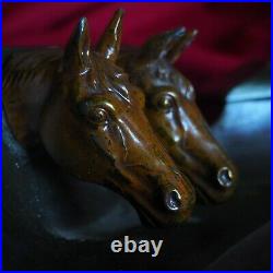 Antique Black Horse Stallion Head Derby Calligraphy Ink Fountain Pen Inkwell Old