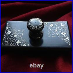 Antique Calligraphy Ink Blotter Fountain Pen Inlaid Silver Artwork Montblanc Old
