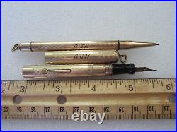 Antique Conklin Toledo Rolled Gold Chatelaine Mini Fountain Pen & Pencil Set