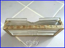 Antique FRENCH Art Deco Metal Fountain Pen Stand Rest + Gilt and Crystal RARE