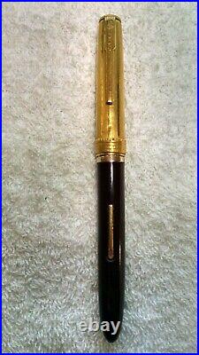 Antique Fountain Pen With Genuine Ruby And Topaz Gold Cap With Castle And Wall