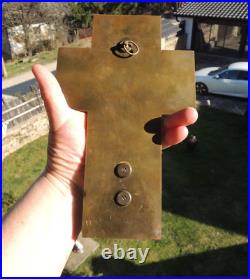 Antique Holy Water Font Crucifix Bronze Onyx French Napoleon III