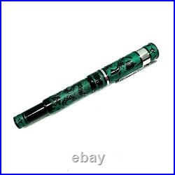 Benu Green Tattoo Fountain Pen Broad Nib Unique Hand Made Mint with Notebook A6