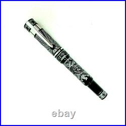 Benu Grey Tattoo Fountain Pen Broad Nib Unique Hand Made Mint with Notebook A6