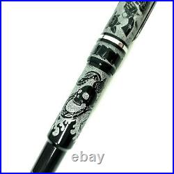 Benu Grey Tattoo Fountain Pen Broad Nib Unique Hand Made Mint with Notebook A6