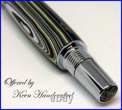 Bg Keen Handcrafted Fordite Chrome and Gun Metal Majestic Junior Fountain Pen