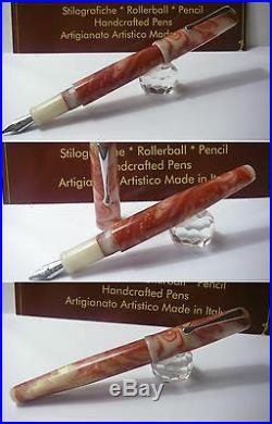 Celluloid Copper Ivory Blancheur Fountain Pen Stylo Hand Made