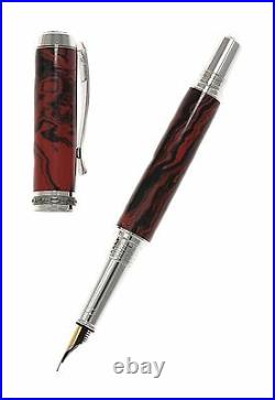 Ceti Pen in Red & Black Ebonite with Rhodium & Black Titanium / #306