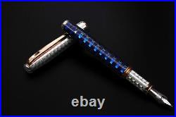 Elettric Honeybee Fountain Pen Solid Silver Bock Nib F Point Blue Ink Cartridge