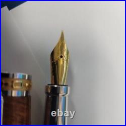 Emperor Fountain Pen Chrome & 22K Gold body amboyna burl Handmade