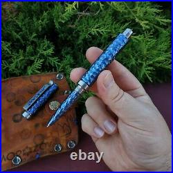 Engraved pen Akinak Lava, titanium EDC gear. Handmade from Russia fountain pen