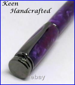 Ev Keen Handcrafted Purple Haze Gun Metal Executive Fountain Magnetic Pen