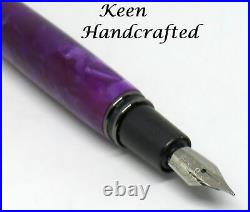 Ev Keen Handcrafted Purple Haze Gun Metal Executive Fountain Magnetic Pen
