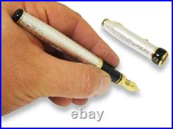 Extra Fine Nib Stylish Italian Fafnir Silver Fountain Pen Pelikan Cartridges