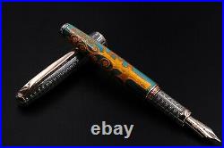Fountain Pen 925 Solid Silver Cap Medium Bock Nib Hand Engraved Klimt Three