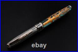 Fountain Pen 925 Solid Silver Cap Medium Bock Nib Hand Engraved Klimt Three