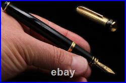 Fountain Pen Gold Swan 18 kt Golden Silver M Nib Handmade Waterman Cartridge
