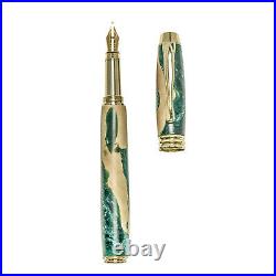 Fountain Pen, Handmade of Olive Wood & Green Color Epoxy Resin, Lexis Design