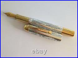 Fountain pen, hand made in Aluminium and brass, with diamond wheel chasing