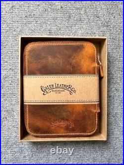 Galen Leather flap pen Fountain pen storage case for 10 pens Crazy Horse Brown