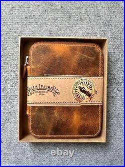 Galen Leather flap pen Fountain pen storage case for 10 pens Crazy Horse Brown