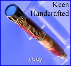 Ge Keen Handcrafted Rich Burgundy Hybrid Music Antique Brass Fountain Pen