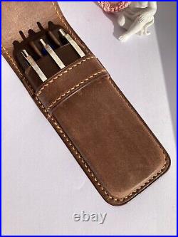 Genuine Leather Fountain Pen Case 3 Pen Holder Case Pouch Pencil Luxury Holder