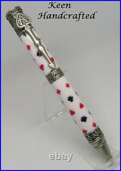 Gm Keen Handcrafted Handmade Wild Card Antique Pewter Twist Pen