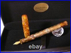 Golden Overlay Blancheur Fountain Pen Stylo 18Kt Hand Made Pump-fill