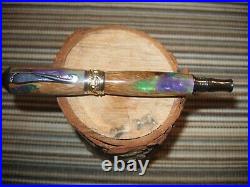 Gorgeous HM 22K & Rhodium Sceptre Pen in Spalted Spanish Oak & Swirled resin