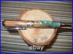 Gorgeous HM 22K & Rhodium Sceptre Pen in Spalted Spanish Oak & Swirled resin