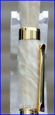 Hand Turned Leveche Fountain Pen'Mother Of Pearl'. Handmade in Devon