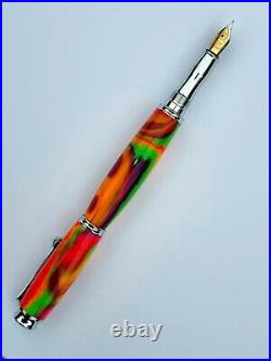 Hand Turned Omega Fountain Pen PRIDE Colourway. Handmade in Devon
