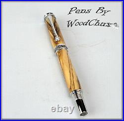 HandMade Writing Pen Ball Point Fountain Bethlehem Olivewood ART Pens VIDEO 1091
