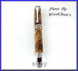 HandMade Writing Pen Ball Point Fountain Black Ash Burl Wood ART SEE VICEO 1092