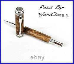 HandMade Writing Pen Ball Point Fountain Black Ash Burl Wood ART SEE VICEO 1092a
