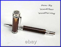 HandMade Writing Pen Ball Point Fountain Exotic Cocobolo Wood SEE VIDEO 1162a