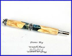 HandMade Writing Pen Ball Point Fountain Maple Burl Wood SEE VIDEO 1163a