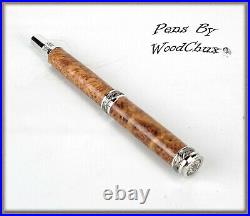 HandMade Writing Pen Ball Point Fountain Red Mallee Burl Wood Pens VIDEO 1086
