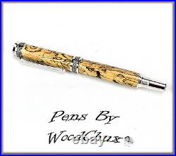 HandMade Writing Pen Ball Point Fountain Spalted Tamarind Wood SEE VIDEO 1089a