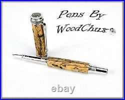 HandMade Writing Pen Ball Point Fountain Spalted Tamarind Wood SEE VIDEO 1089a