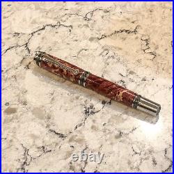 Handcrafted Majestic Fountain Pen With Red Elder Box Burl Wood