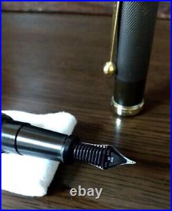 Handmade 14K Fountain Pen Ohashido Black Gold Vintage with Banboo Case