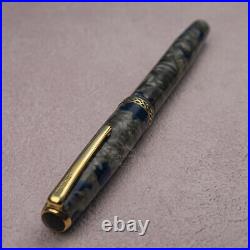 Handmade 1940's Vintage Celluloid Fountain Pen/ Gray x Navy Marble/ Reprint