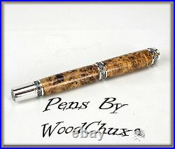 Handmade Black Ash Burl Wood Writing Rollerball Or Fountain Pen SEE VIDEO 1078a