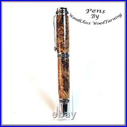 Handmade Exotic Black Ash Burl Wood Rollerball Or Fountain Pen ART 1324