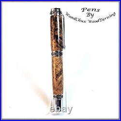 Handmade Exotic Black Ash Burl Wood Rollerball Or Fountain Pen ART 1324