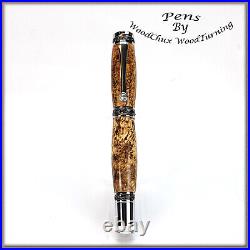 Handmade Exotic Black Ash Burl Wood Rollerball Or Fountain Pen ART 1462a